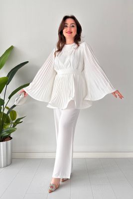 Plisserade Flare Tops Byx Set