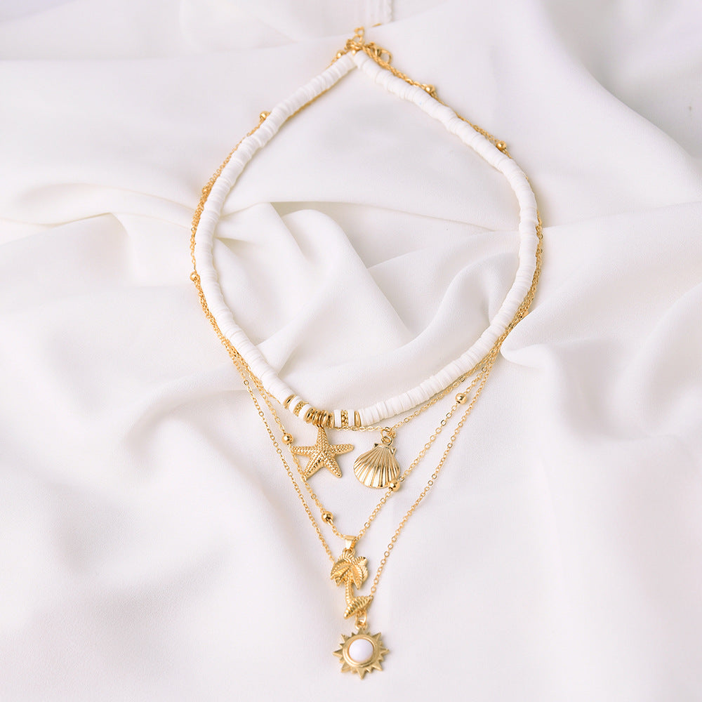 Tassel Boho Necklace - Multilayer Starfish Shell