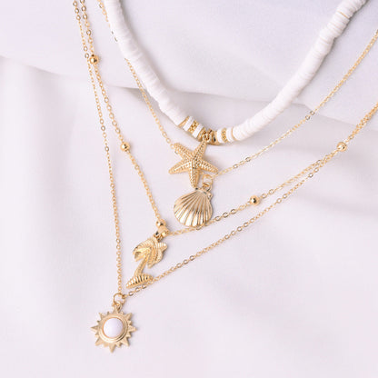 Tassel Boho Necklace - Multilayer Starfish Shell