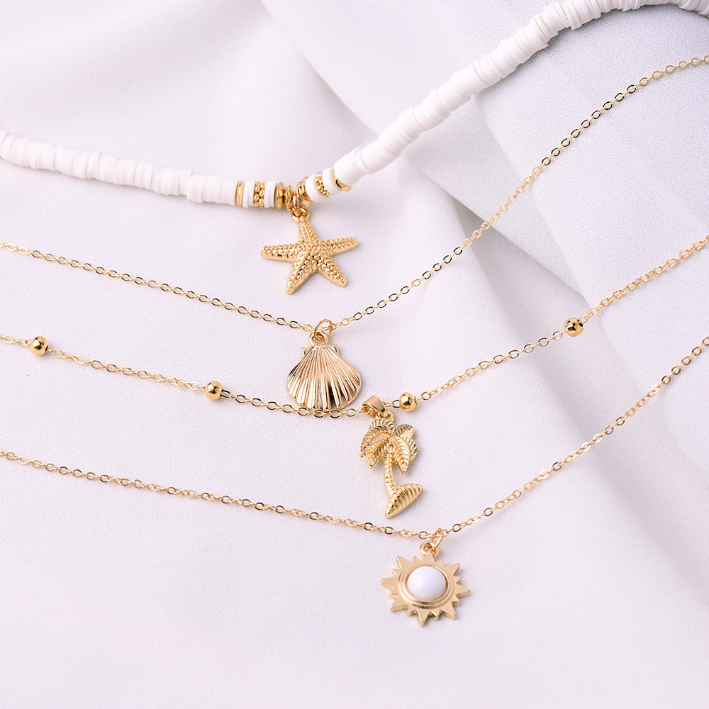 Tassel Boho Necklace - Multilayer Starfish Shell