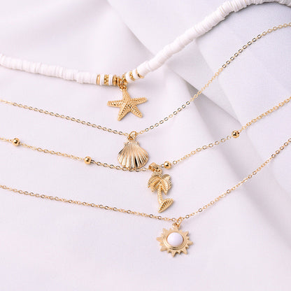 Tassel Boho Necklace - Multilayer Starfish Shell