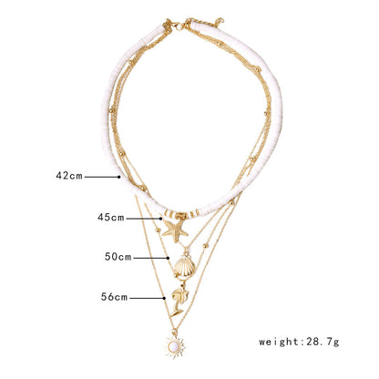 Tassel Boho Necklace - Multilayer Starfish Shell