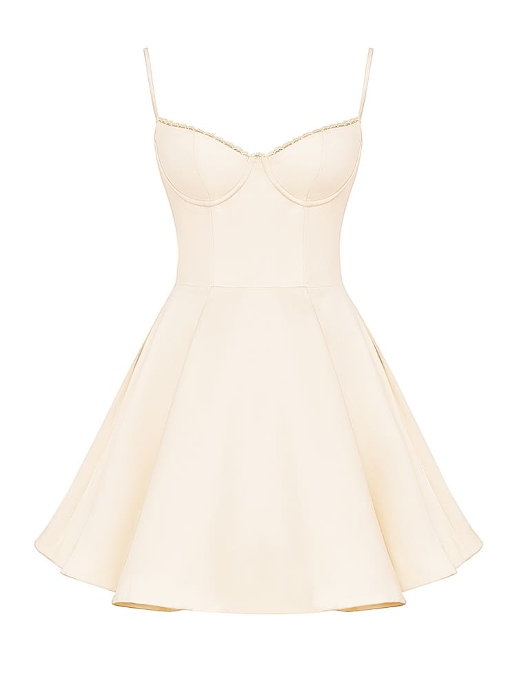 Vintage Creme Tüll Minikleid