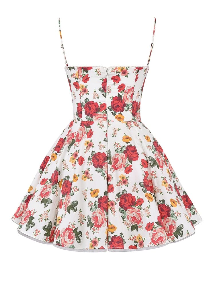 Italiensk Rose Print Tyl Mini Kjole