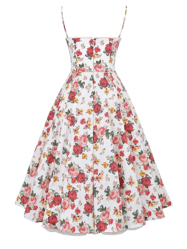 Vestido midi de tul con estampado de rosas italianas