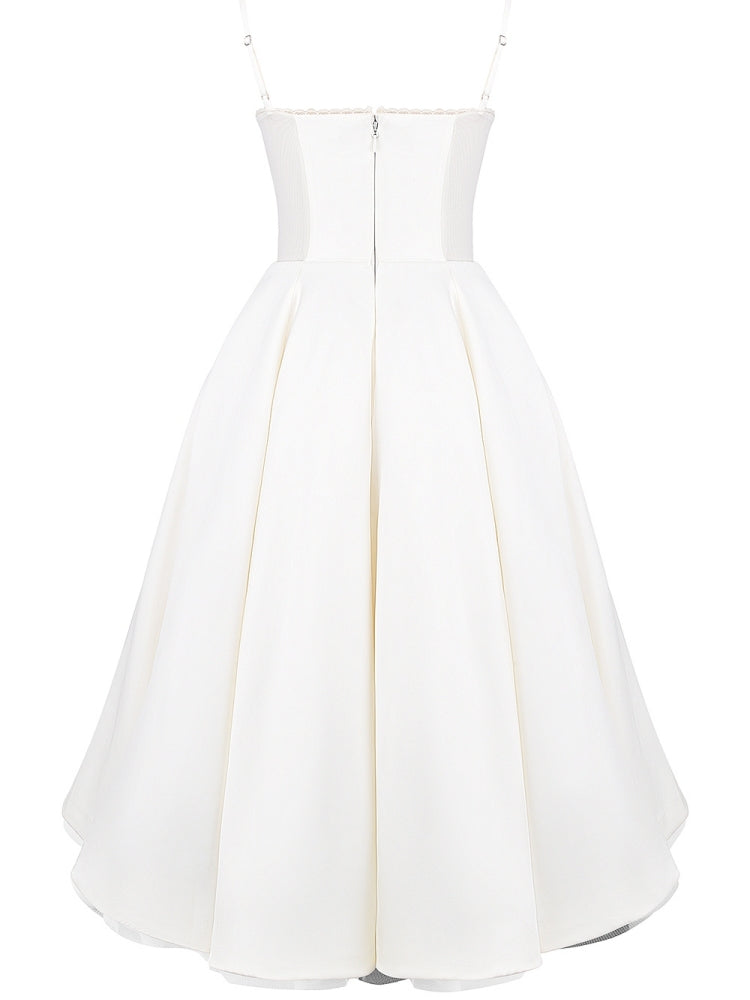 Abito midi in tulle bianco