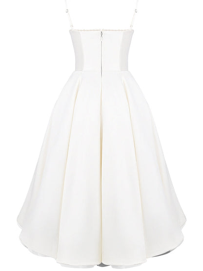 Abito midi in tulle bianco