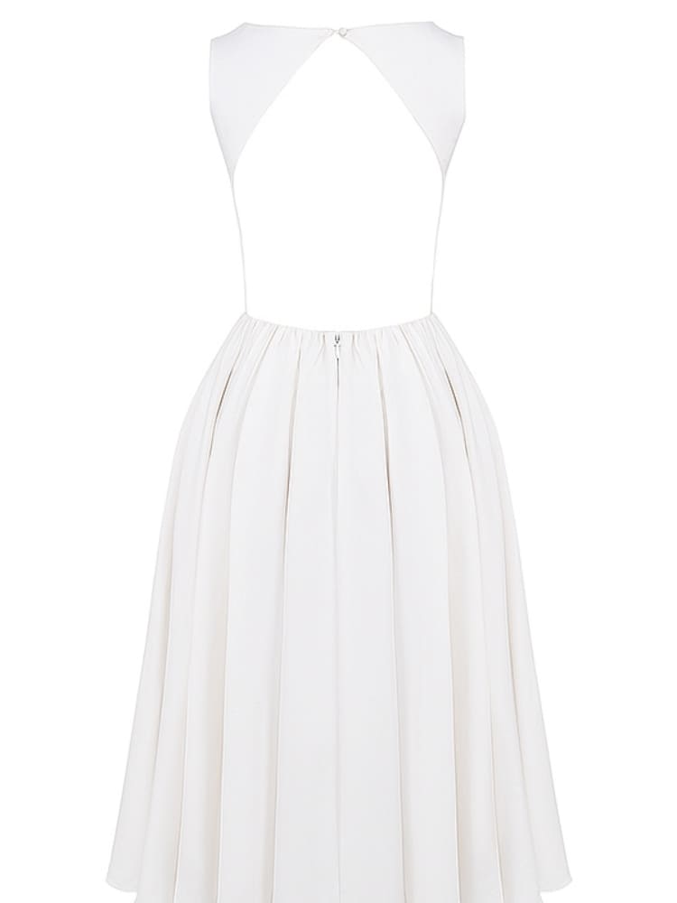 Robe d'été midi en sergé blanc 