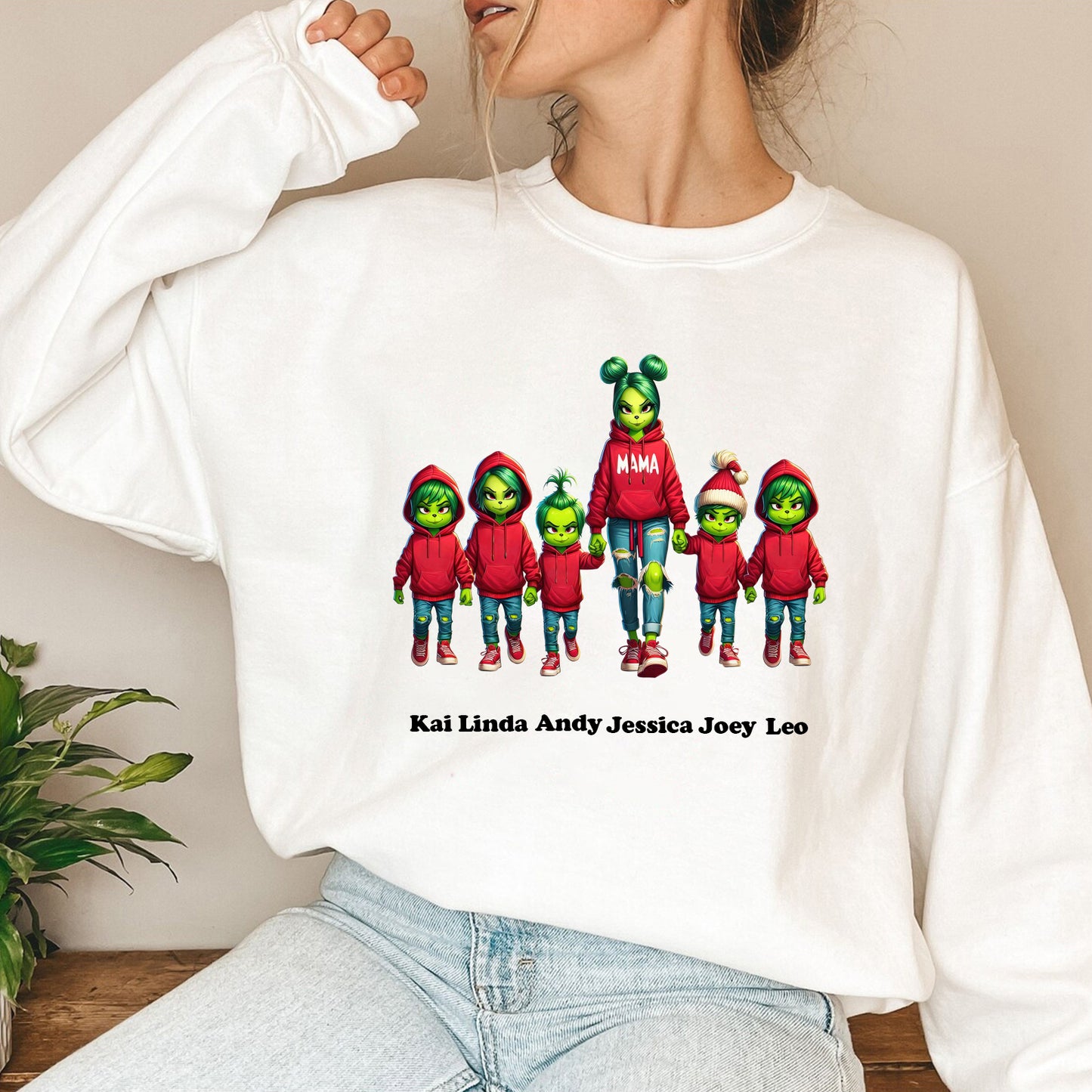 Christmas Mama Custom Kid Name Sweatshirt