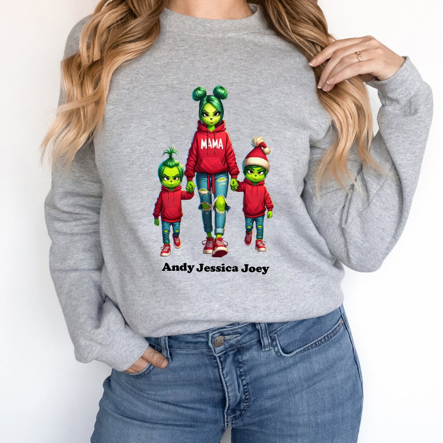 Christmas Mama Custom Kid Name Sweatshirt