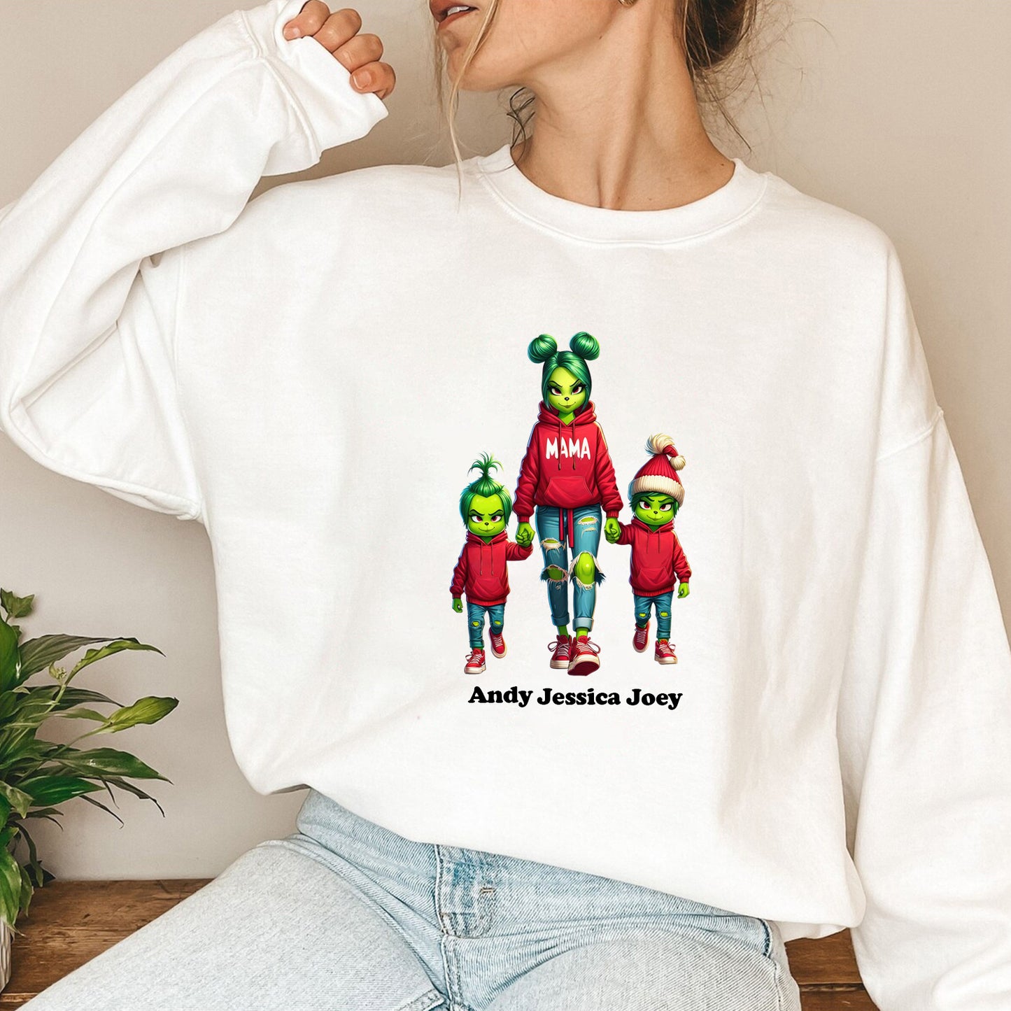 Christmas Mama Custom Kid Name Sweatshirt