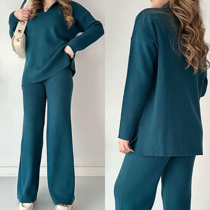 🎁V-Neck Casual Slit Knitted Two-Piece Set