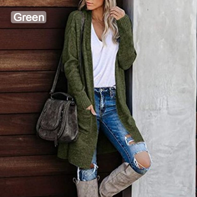 Women's Casual Long-Sleeved Knitted Open-Front Sweater