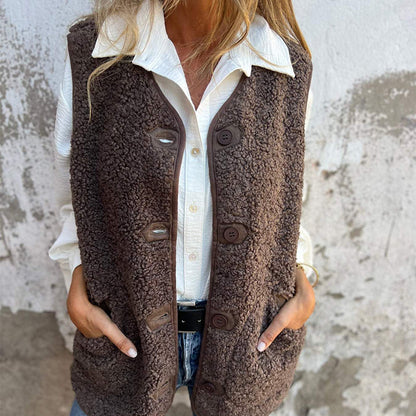 Women's Fall Button Down Short Warm Vest