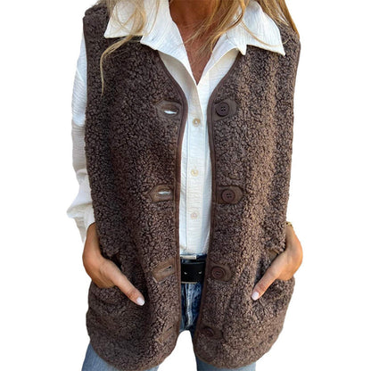 Women's Fall Button Down Short Warm Vest