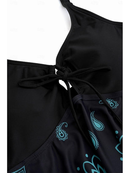 Costume da bagno da donna Tankini Costume da bagno a 2 pezzi Costume da bagno normale Costume da bagno a 2 pezzi Modesto Stampa floreale Cinturino Vacanza Abbigliamento da spiaggia Costumi da bagno